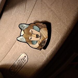 Wolf Face Brooch with Multicolor Inlay